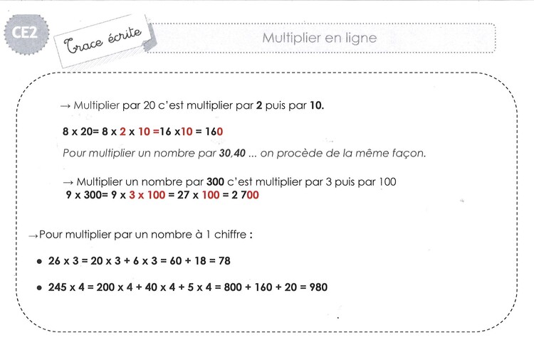 leçon n°14 : la multiplication en ligne