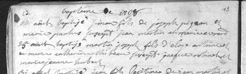 Acte de baptême de Martin-Joseph ANTOINE le 25 août 1798 à Flemalle-Grande