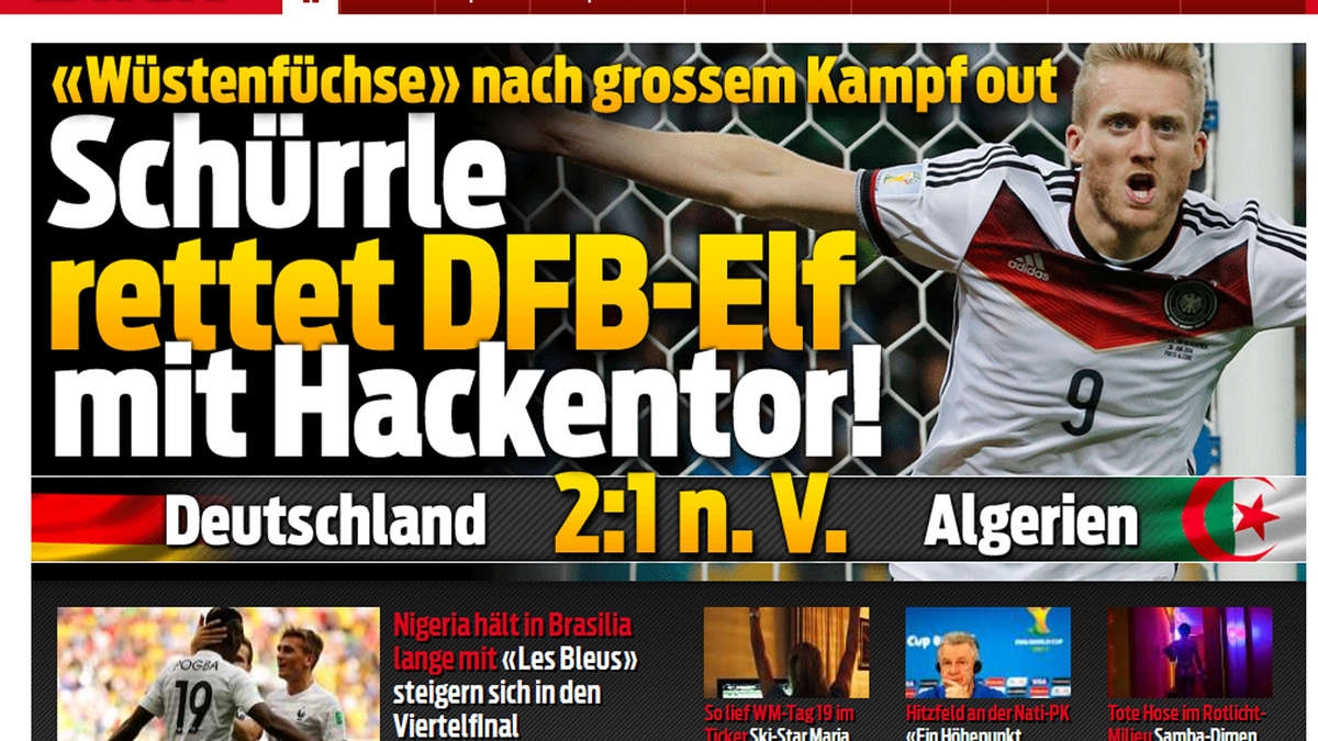 Lundi 30.6.2014 à Porto Alegre Allemagne-EN 2-1 après prolongations