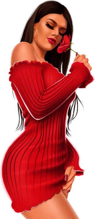 Tubes Femmes en Rouge