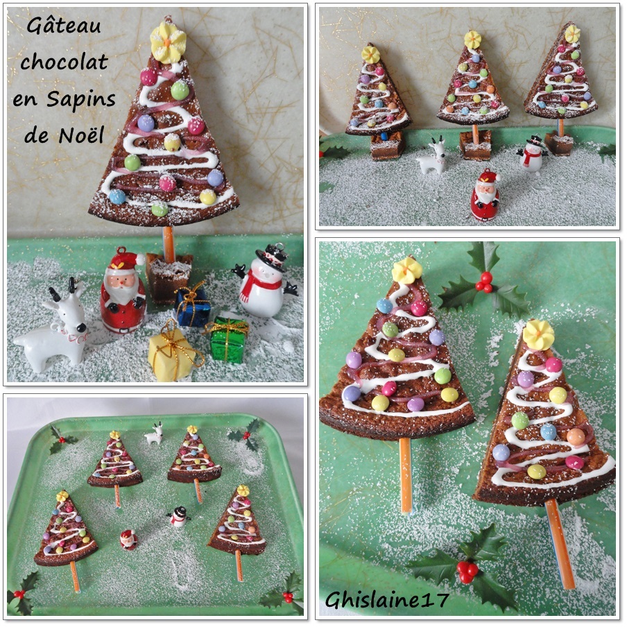 Gâteau chocolat en petits sapins de Noël - Ghislaine Cuisine