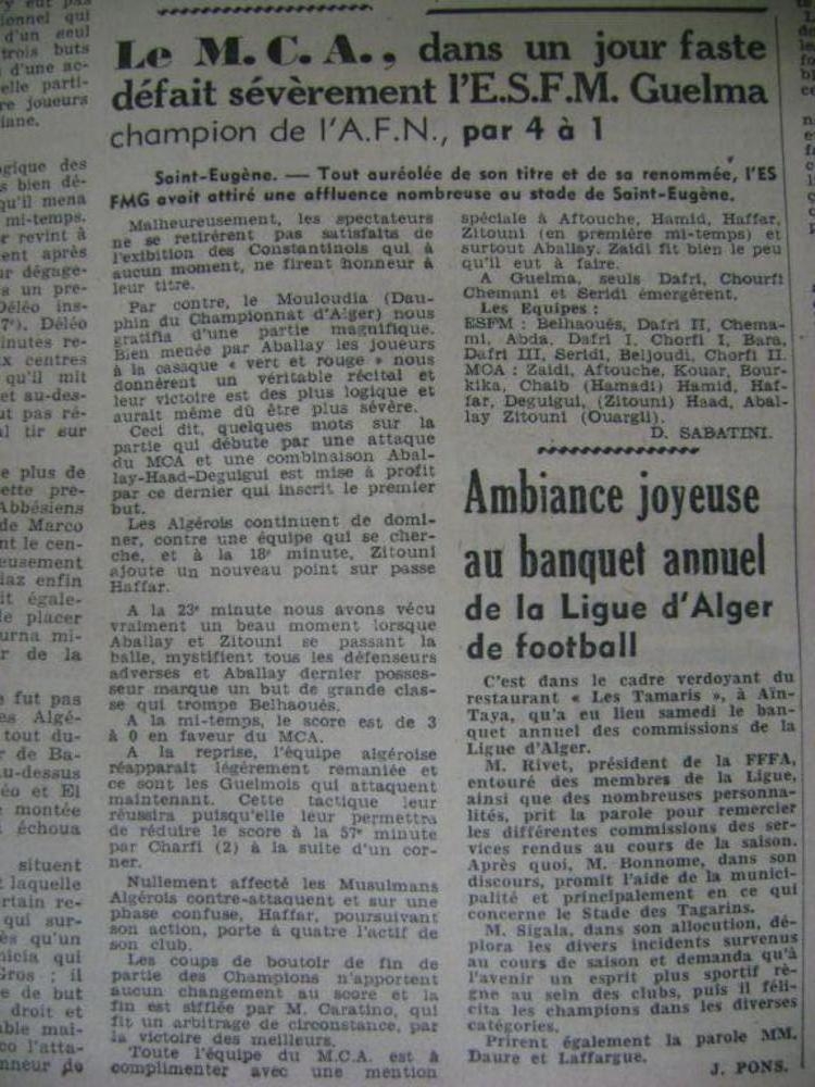 12 juin 1955 Amical MCA-ESFM Guelma 4-1