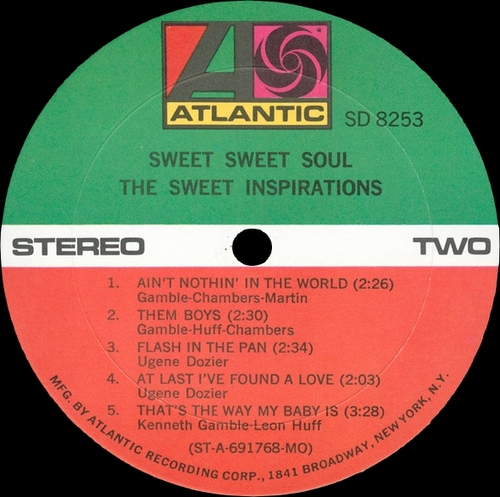 The Sweet Inspirations : Album " Sweet Sweet Soul " Atlantic Records SD 8253 [ US ]