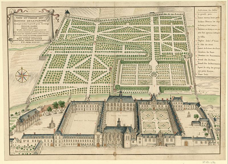 Plan en couleur d'un bâtiment datant du XVIIe siècle.