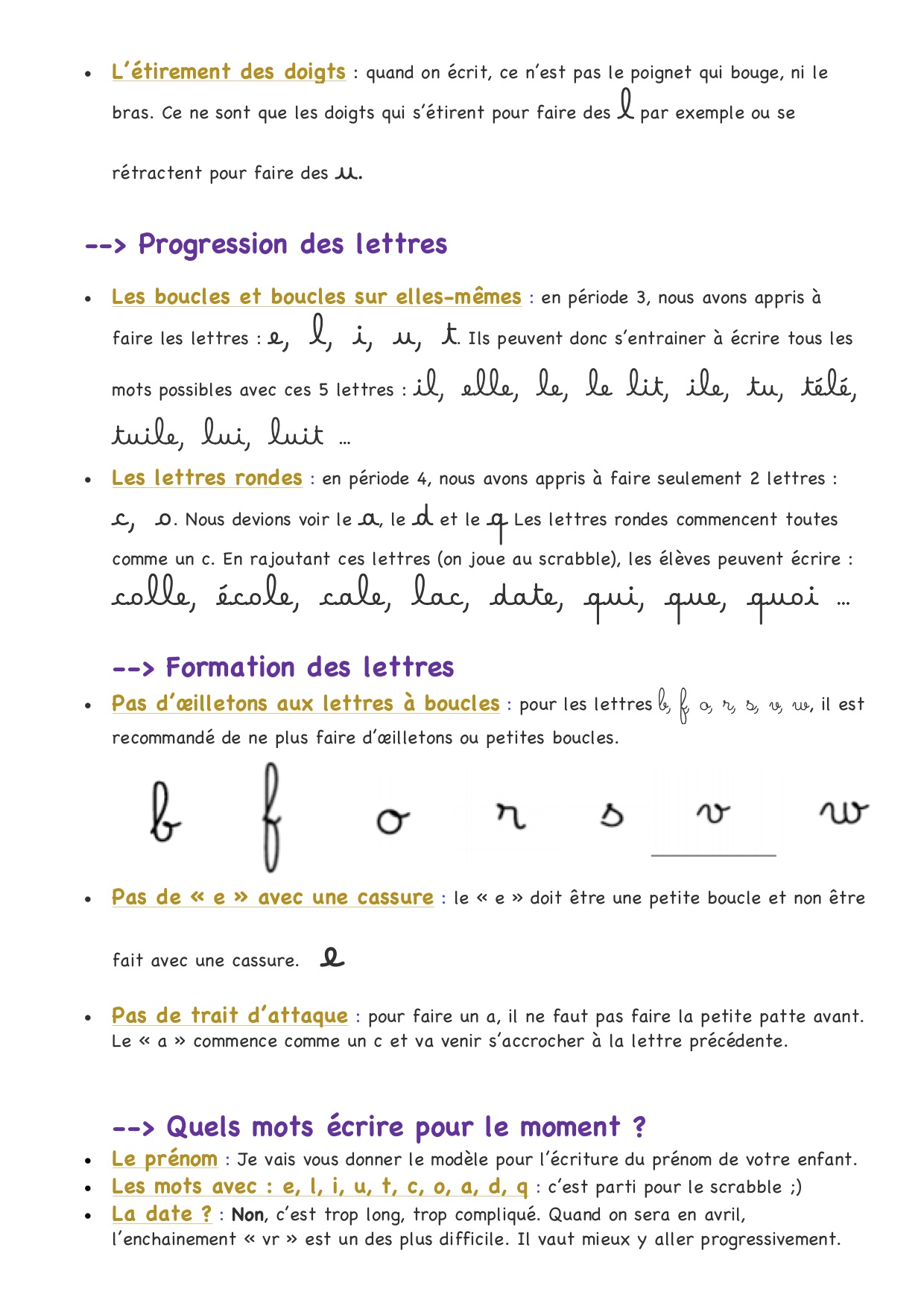 Apprendre à écrire en cursive - Lettres & mots - Ressource