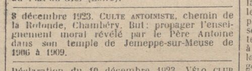 Chambéry - Journal officiel de la République française. Lois et décrets 8 déc. 1923