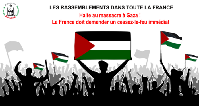   Rassemblements dans toute  la France / Halte au massacre à Gaza ! La France doit demander un cessez-le-feu immédiat