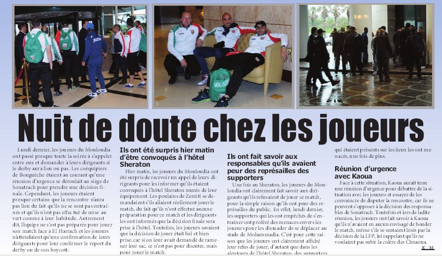 Mardi 21.05.2013 MCA-USMH non joué, les supporters Mouloudéens disent NON à la HOGRA