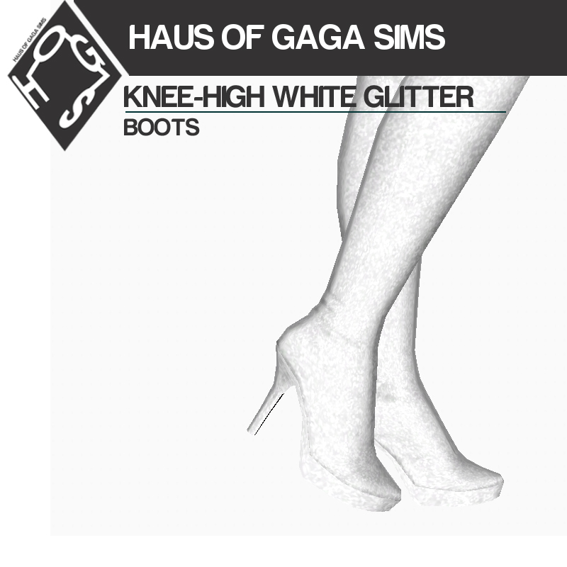 KNEE-HIGH WHITE GLITTER BOOTS