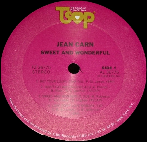 1981 : Jean Carn : Album " Sweet And Wonderful " TSOP Records FZ 36775 [ US ]