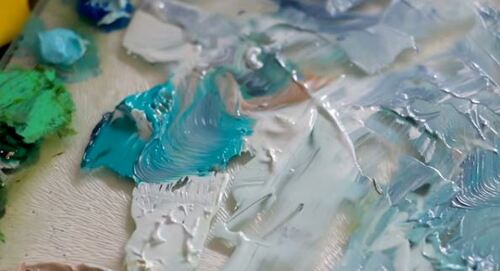 Dessin et peinture - vidéo 2300 : Le sac et le ressac des vagues sur la grève - peinture à l'huile ou à l'acrylique.