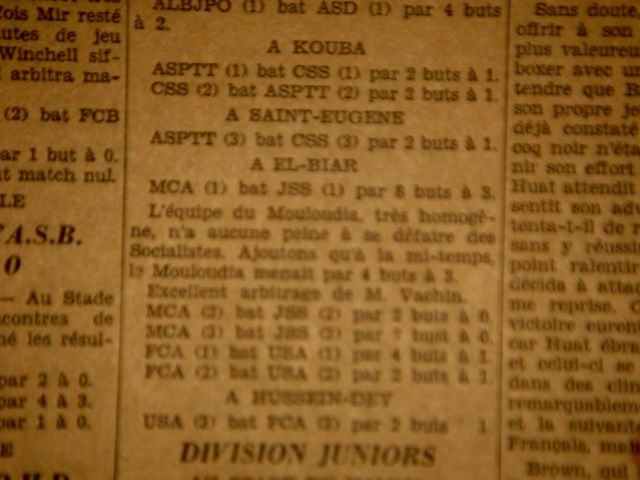 Dimanche 5.10.1930 à El Biar JSS-MCA 3-8