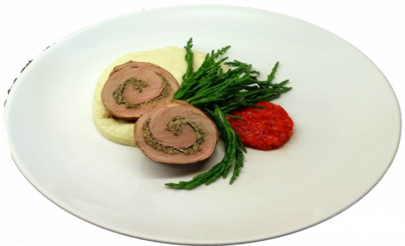 Roulade de veau aux olives vertes.