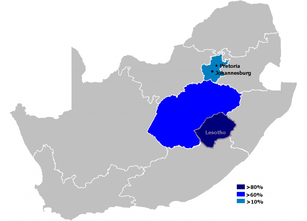 Carte langue Sesotho Afrique du Sud