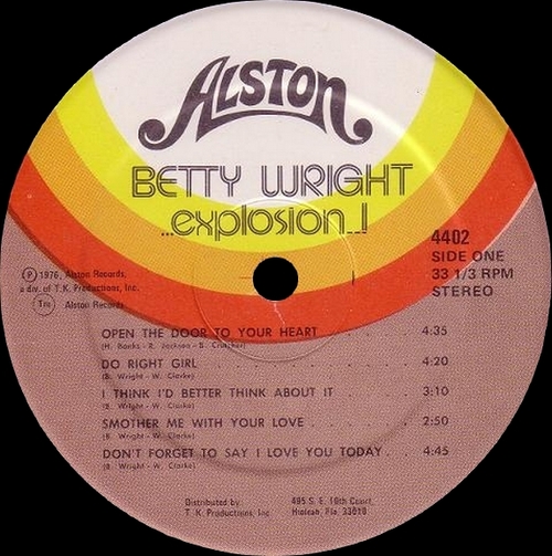 Betty Wright : Album " Explosion " Alston Records 4402 [ US ]