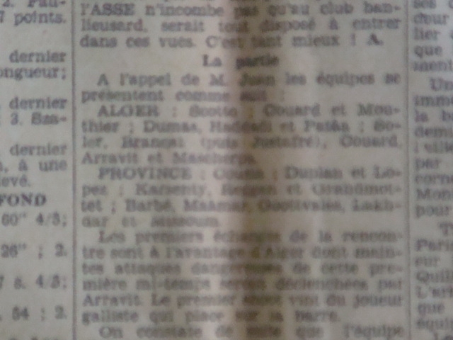 Dimanche 13.11.1932 sélection tunis-sélection alger 1-0 avec le mouloudien belhadj mâamar (