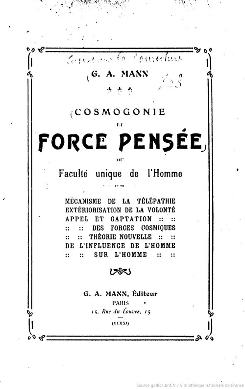 G.A. Mann - La force-pensée (1910)