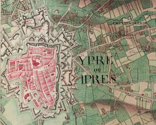 Ypres (Carte Ferraris, 1777)(kbr.be)