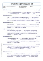 Evaluation Orthographe Homonymes Grammaticaux