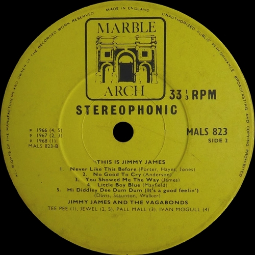 Jimmy James & The Vagabonds : Album " This Is Jimmy James & The Vagabonds " Marble Arch Records MALS 823 [ UK ]