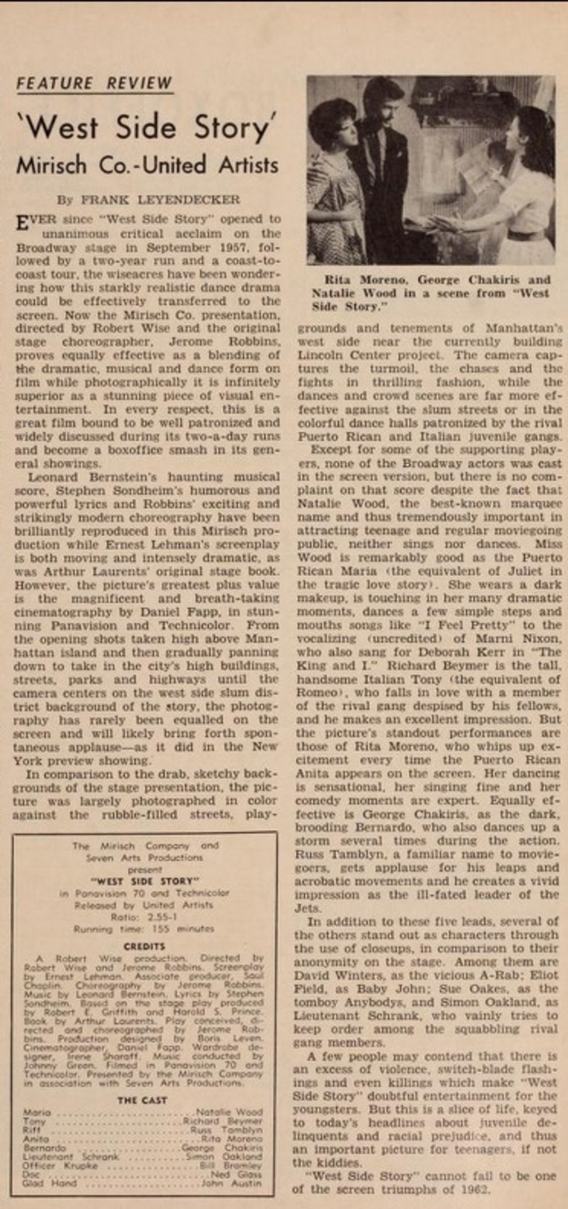 BOX OFFICE USA DU 18 OCTOBRE 1961 AU 24 OCTOBRE 1961 - BOX OFFICE STORY