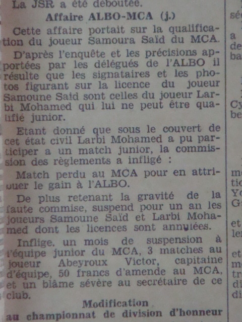 le mca fraude en junior, suspensions de ses joueurs