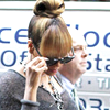 Beyonce sortant de son bureau dans le New York City 