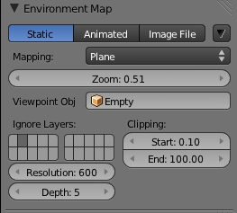 Panneau "Environment map"