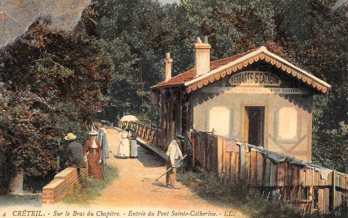 Créteil. Sur le Bras du Chapitre. Entrée du Pont Sainte-Catherine