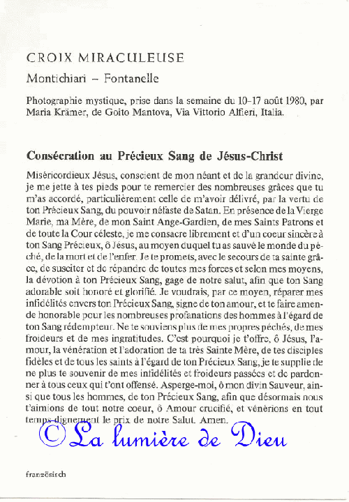 Consécration au Précieux Sang de Jésus