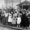 Relatives and friends wave goodbye to a train carrying 1,500 people being expelled from Los Angeles back to Mexico on Aug. 20, 1931.