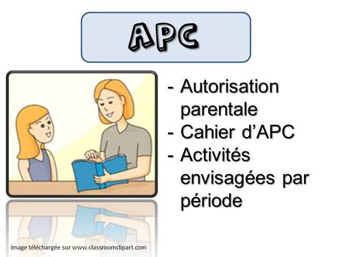 APC : Activités envisagées pour la période 1