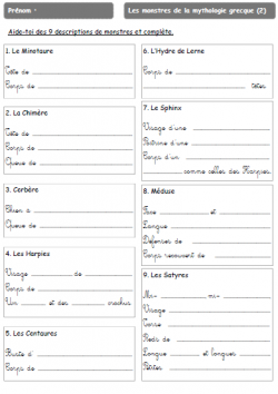 PROJET MYTHOLOGIE CM