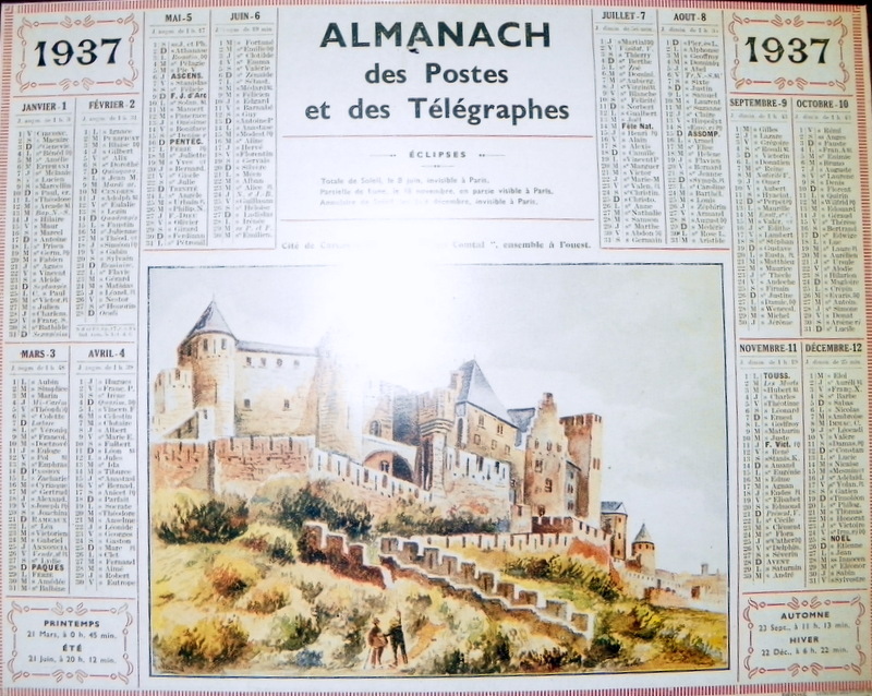 calendrier annee 1937