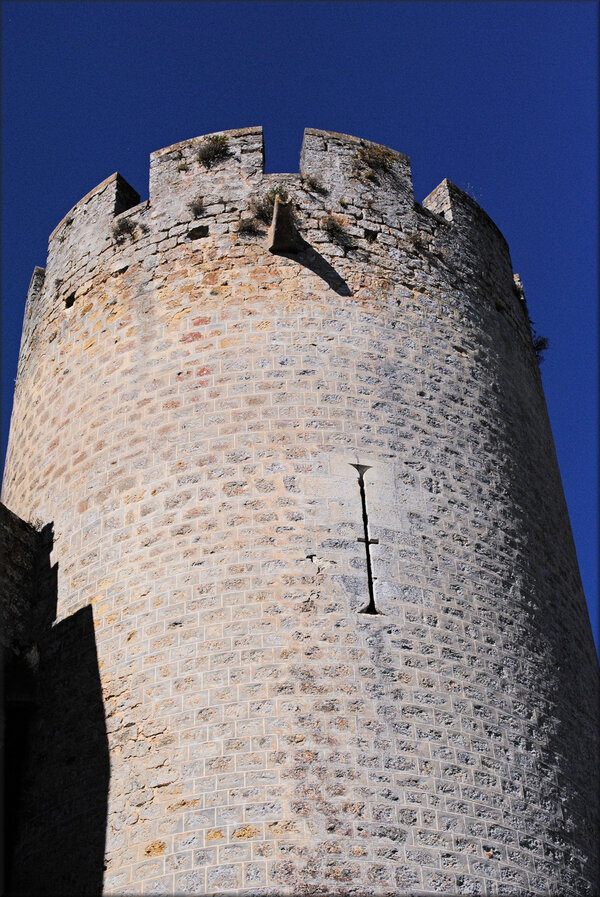 Détails de la façade du château de Roquetaillade (Gironde)