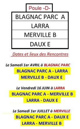 Les Poules les dates et lieux du Challenge de l'Amitié 2017.