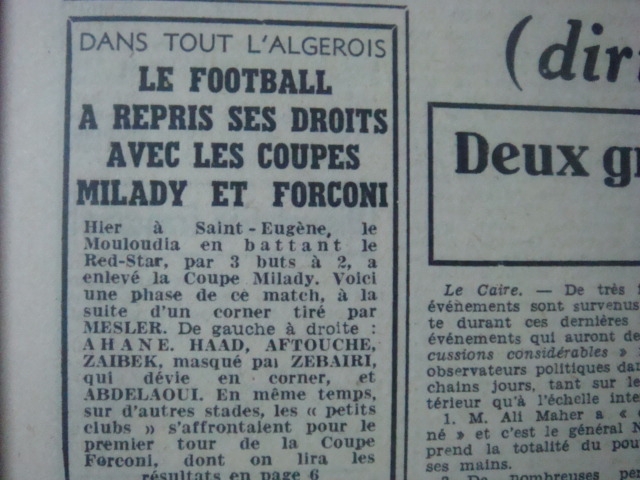 7.9.1952 Finale Coupe Milady Amical MCA-RSA 3-2
