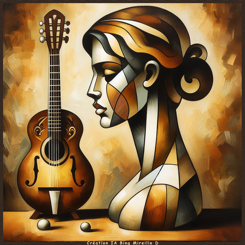 Femme à la Mandoline Style Picasso