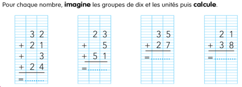 Exercices sur l'addition en colonnes