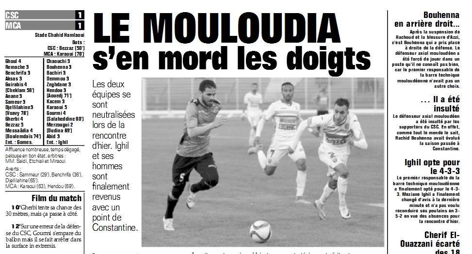 Samedi 28.11.2015 à Constantine CSC-MCA 1-1