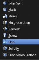 Cliquer sur le mot Skin dans la liste des Modifiers