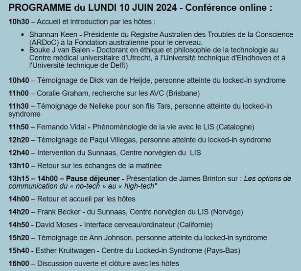 Conférence internationale sur le locked-insyndrome (10 juin 2024, en ligne)