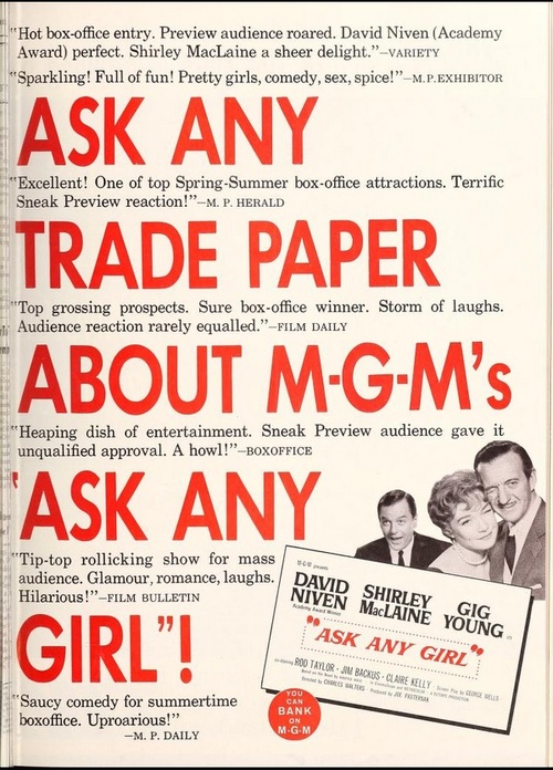 ASK ANY GIRL BOX OFFICE USA 1959
