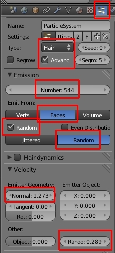 Le bouton Particle et quelques uns de ses panneaux