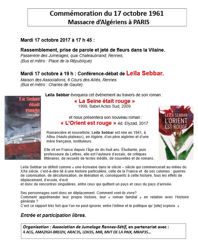 17 octobre 1961/ Plusieurs villes de France commémorent les massacres