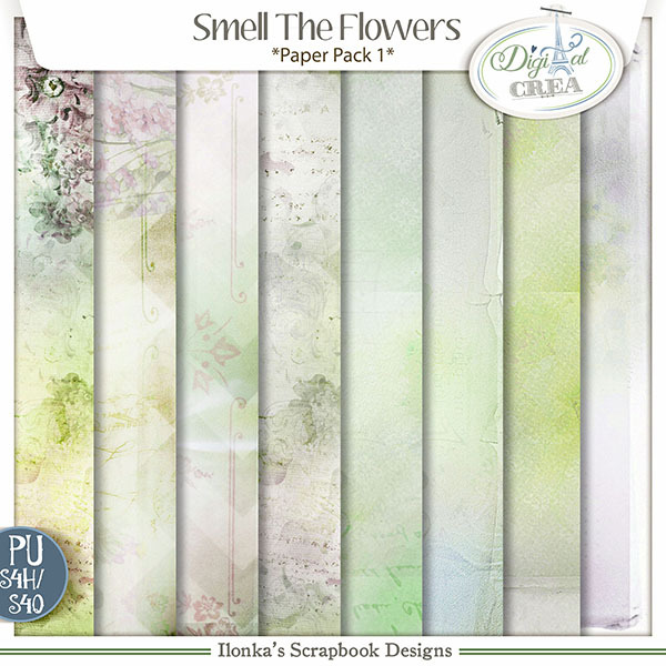 Smell The Flowers Paper Pack 1 by Ilonkas Scrapbook Designs