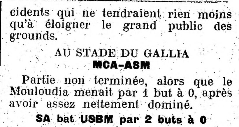 Dimanche 28.9.1930 Stade du Gallia coupe AFN  AS Montpensier-MCA 0-1