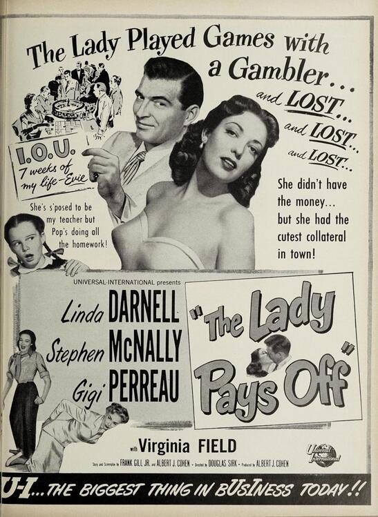 THE LADY PAYS OFF BOX OFFICE USA 1951