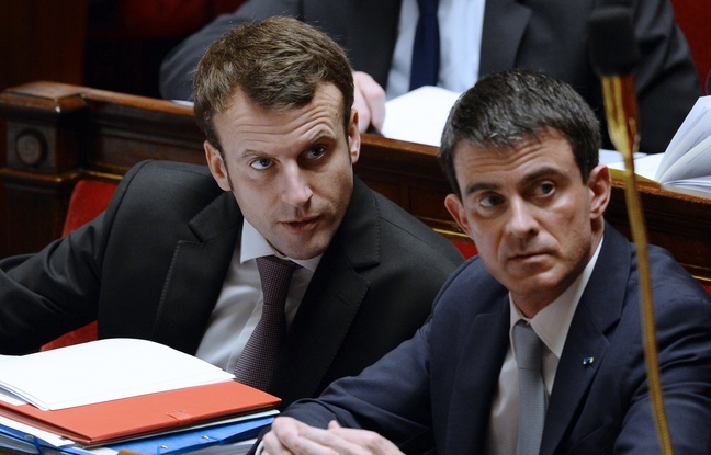 Emmanuel Macron et Manuel Valls, à l'Assemblée nationale, le 14 février 2015  AFP PHOTO / ALAIN JOCARD