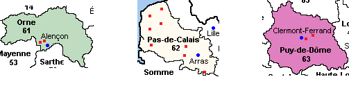 Orne (61) Pas de Calais (62) Puy de (Dôme 63)